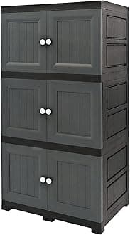 Multi-Purpose Storage Unit, Cupboard, Cabinet with 3 Extra Large Compartments, Modern Grey