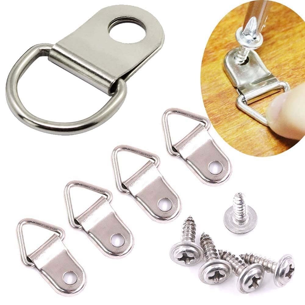 DIY Crafts Triangle Ring Picture Non-Trace Hangers Shape Single Hole Nail with Screws with Transparent Box (10 Pcs Set, Triangle Ring + Screws)