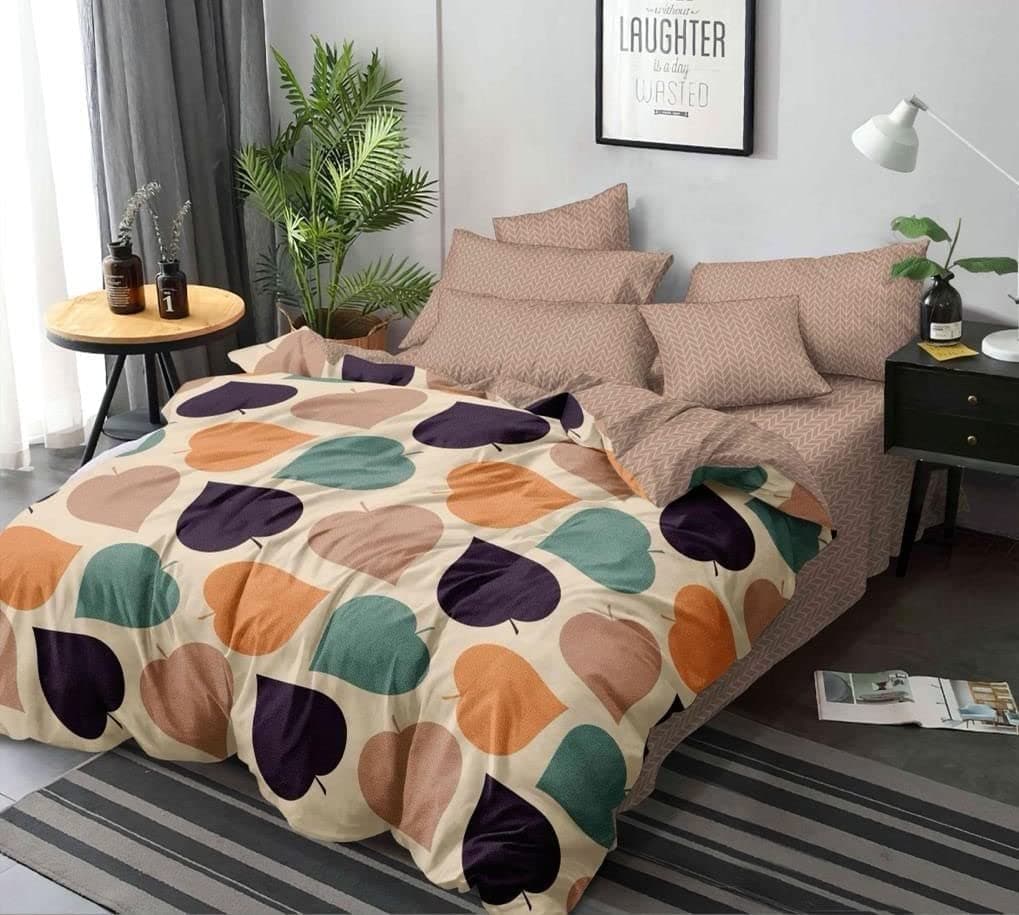 Polycotton Fabric 210TC Double Bed Bedsheet with 2 Pillow Covers for Home/Hotels/Dining Room 18 Color Options (Piper Betle)