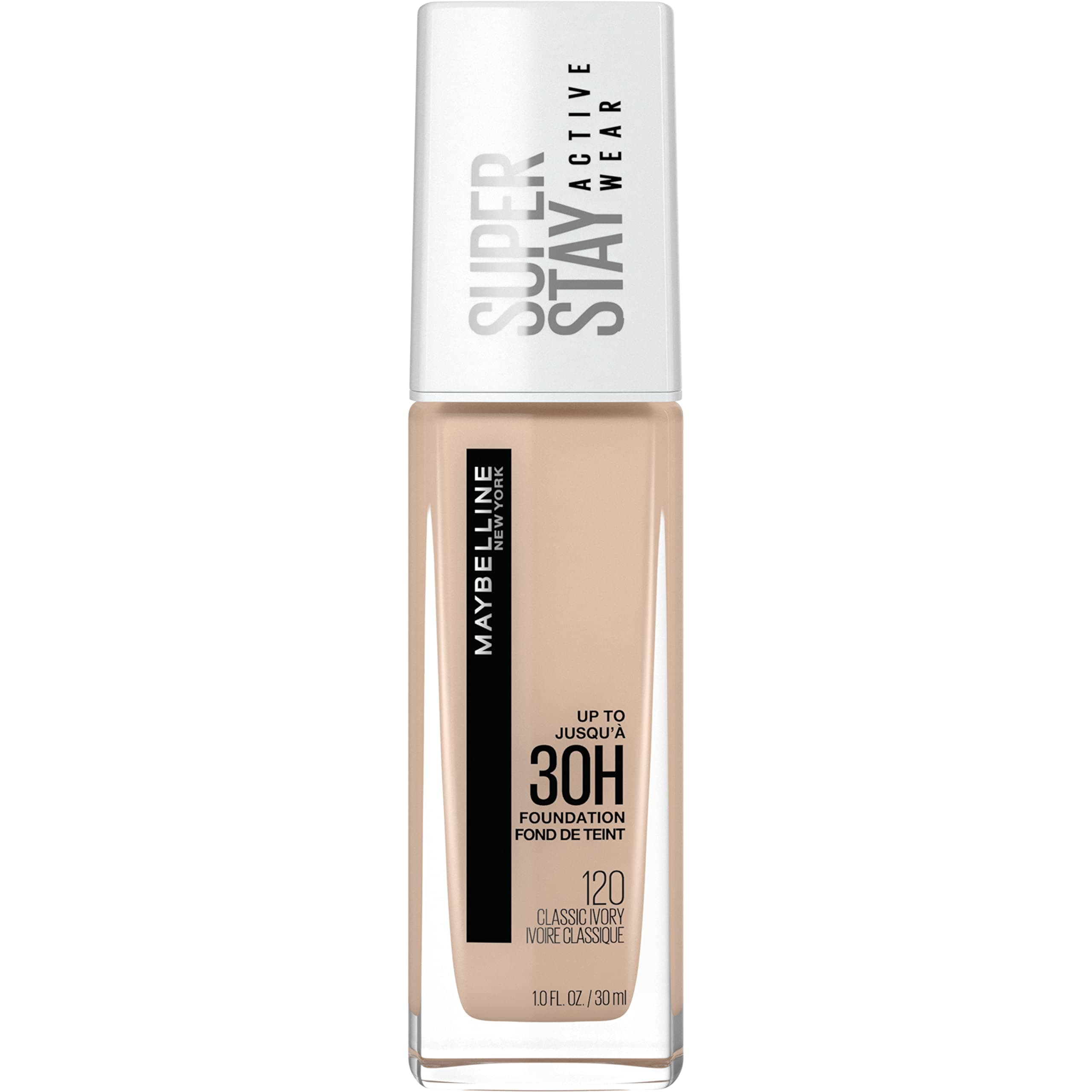 Super Stay Full Coverage Liquid Foundation Active Wear Makeup, Up to 30Hr Wear, Transfer, Sweat & Water Resistant, Matte Finish, Classic Ivory, 1 Count