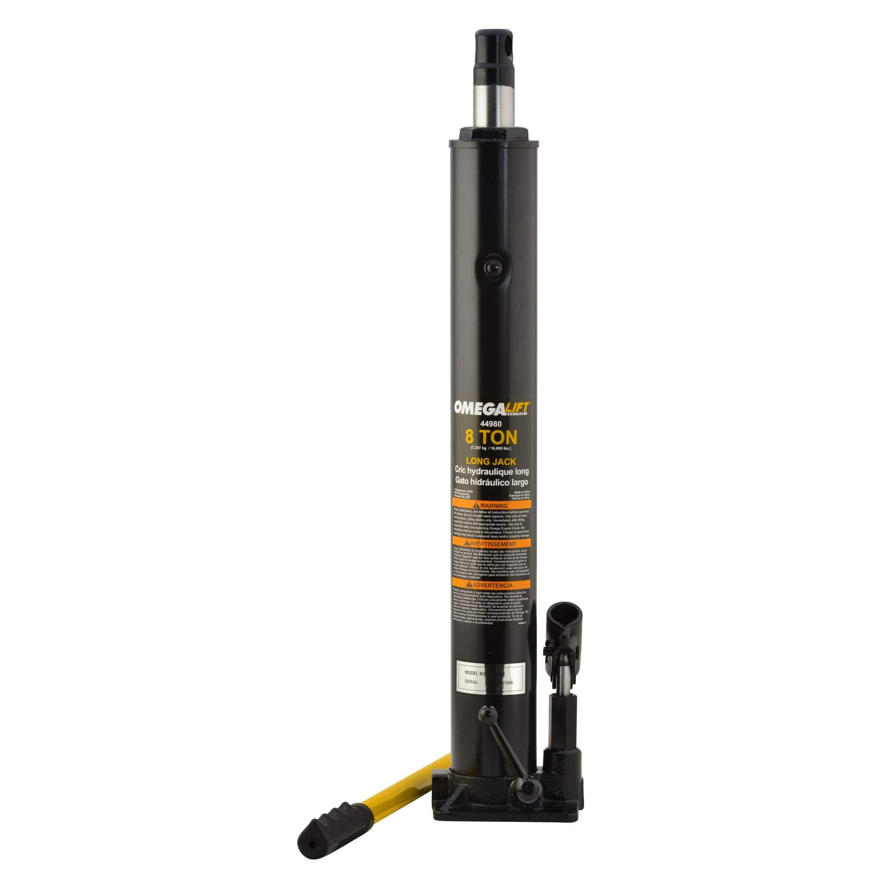 44980 8 Ton Long Ram Hydraulic Jack for Engine Hoist and Shop Cranes Lift, Black