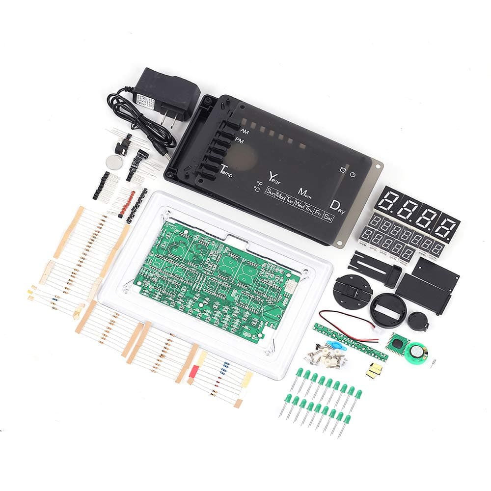 DONGKER Digital Electronic Clock Kit, ECL-1227 Chip DIY Alarm Clock Kit Digital Led Clock Kit Electronic Soldering Clock Kits DIY LED Clock (Green)
