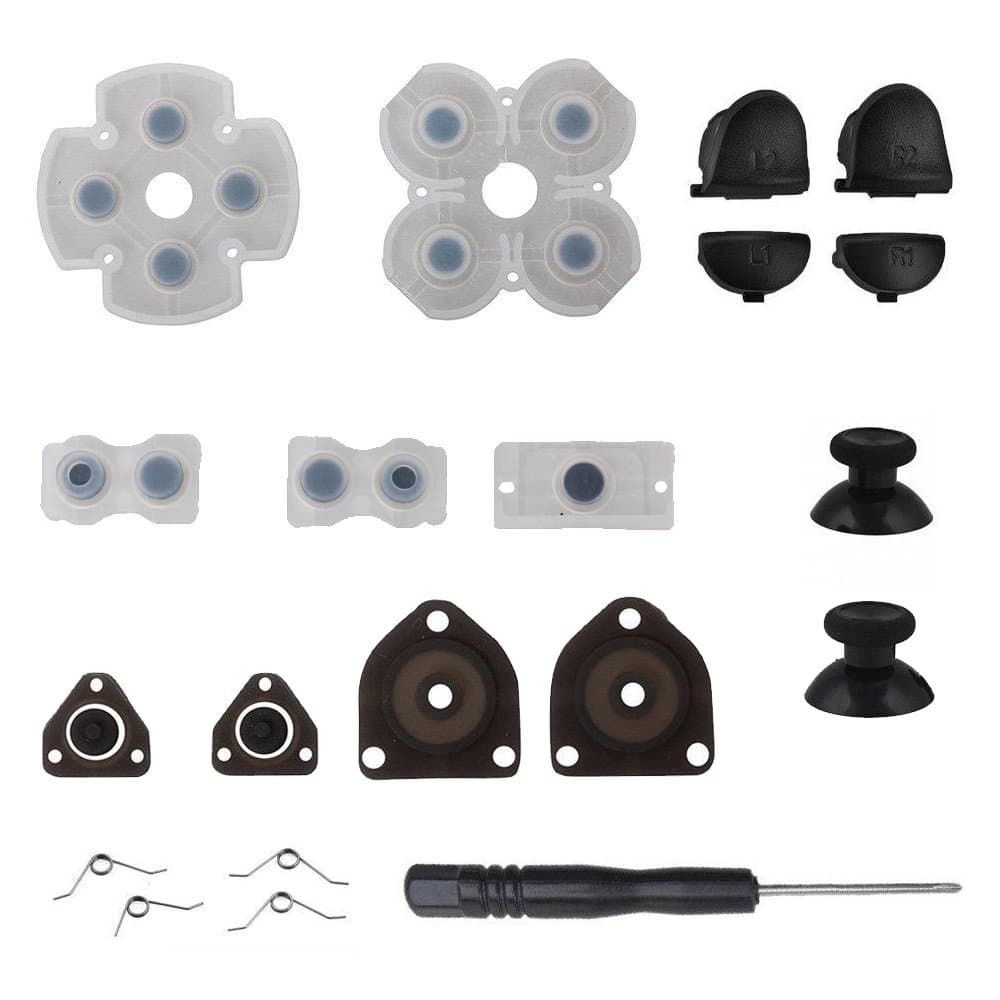 PS4 Controller Dualshock 4 Replacement Repair Kit, all Buttons Springs Thumb Grips