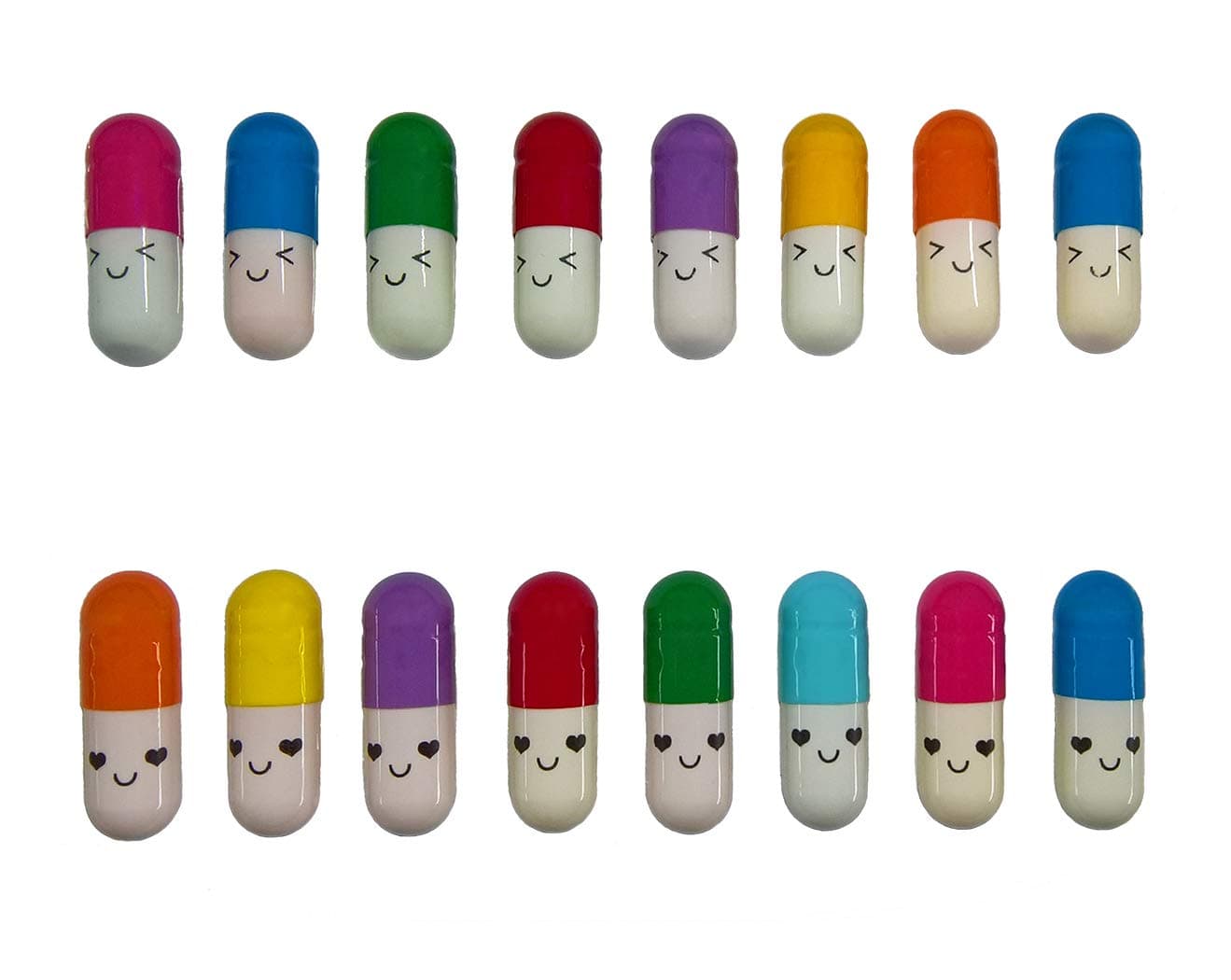 Aoyoho 100 Pcs Message in a Bottle Capsule Letter Cute Smiling Face Love Friendship Half Color Pill