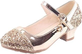 Girls Dress Shoes Wedding Party Heel Mary Jane Princess Flower Shoes Crystal Shoes (Little Kid/Big Kid)