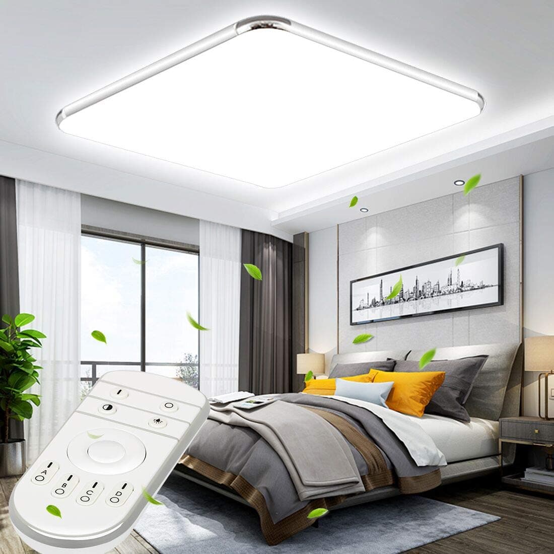 HIRAWE Dimmable Ceiling Light 15W 11.8 Inch LED Ceiling Lights 110W Equivalent, Waterproof IP44 Modern Indoor Flush Mount Ceiling Lamp, for Bathroom, Bedroom, Kitchen, Hallway, Office, Dining Room