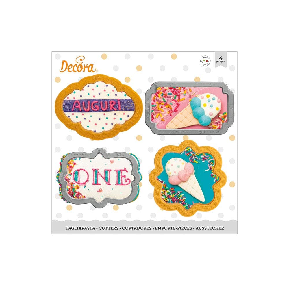 DecoraLakeland Mini Frames Cookie Cutter 4 Piece Set, Tansparent