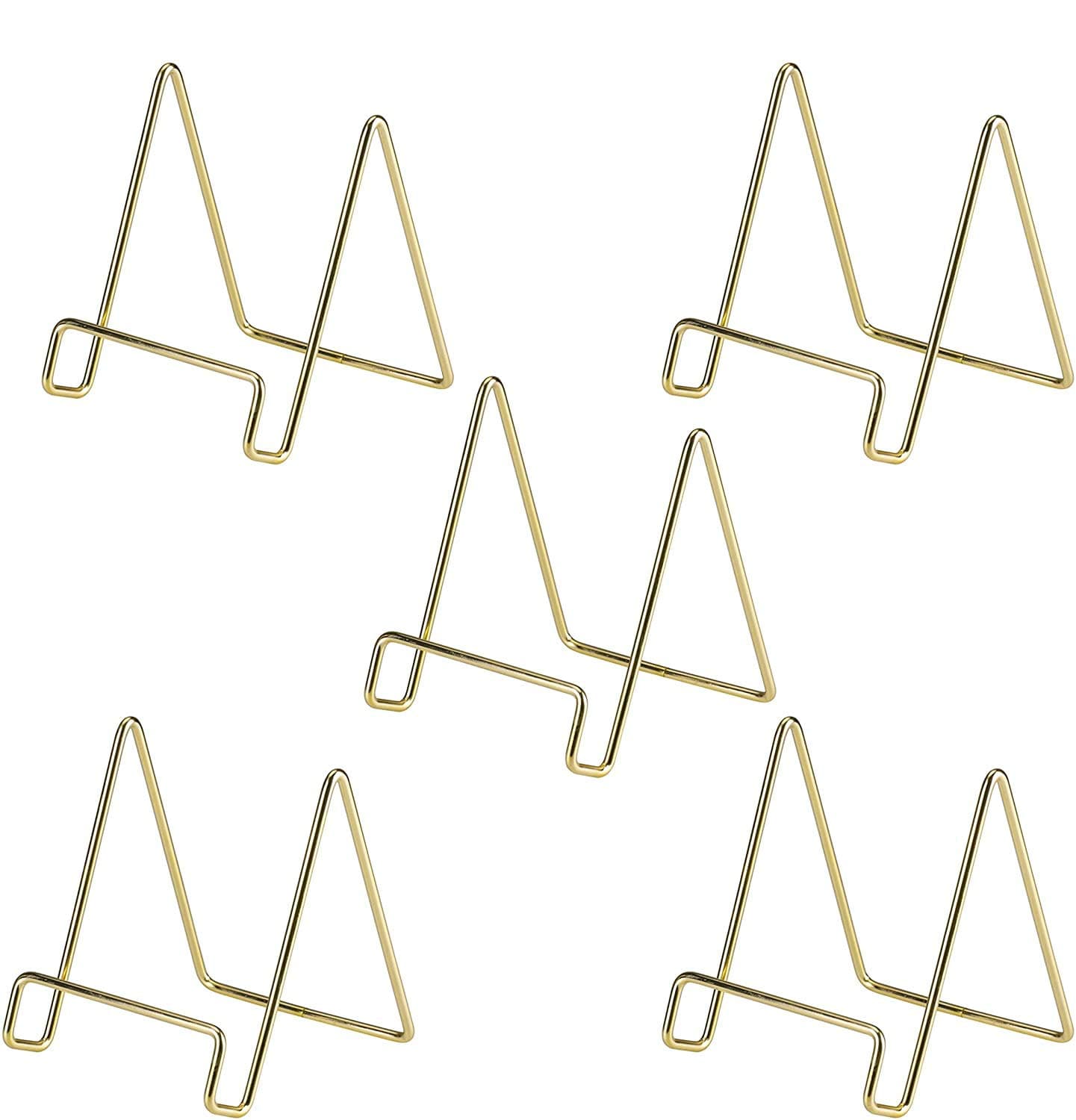 Simmer Stone Wire Display Stand, Decorative Plate Holder for Artwork, Photo Frame, Plaque and Book, Metal Plate Display Easel for Home Decoration, Set of 5, Gold