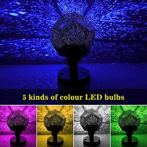 Sunnec Star Projector, Rotation DIY Star Projection Night Light with 5 Light Colors for Wedding,Birthday,Parties,Kids Bedroom