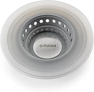 PolderPop-Up Sink Strainer and Stopper, Silicone Sink Stopper, Kitchen Sink Stopper and Strainer, Kitchen Sink Accessories, Dishwasher-Safe, 4.5" Diameter, Gray
