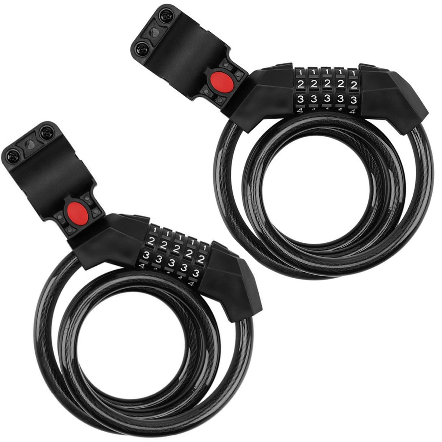 Bike Lock Cable 1/2pcs, 1.2M 5-Digit Code Bicycle Lock Coiling Resettable Combination Bike Locks Anti Theft Cycling Password Lock For Bikes And Scooters