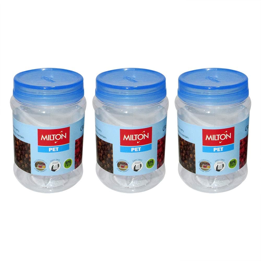 MILTONPlastic Crisp And Clear, Round Storage Pet Jars Set of 3 (300 Ml)