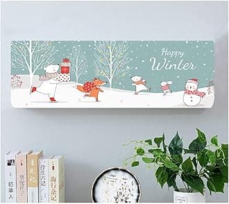 Anpro Printed Air Conditioning Dust Cover Folding Designer Ac Cover for Indoor Split Ac 1.5 ton (97 x 31 x 21 .5 cm ) Polyester (Happy Winter green)