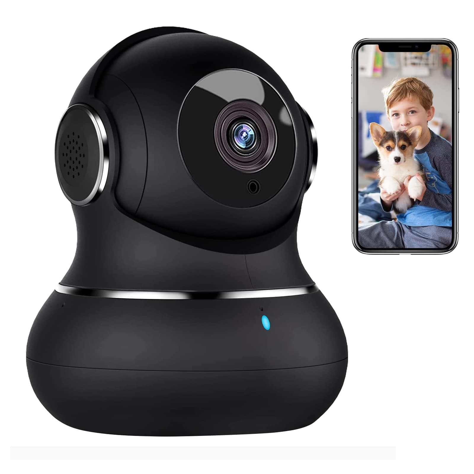 2K Indoor Security Camera, 360° Cameras for Home Security Indoor with Motion Detection, Pet Cam with Phone App, Baby Monitor-Night Vision