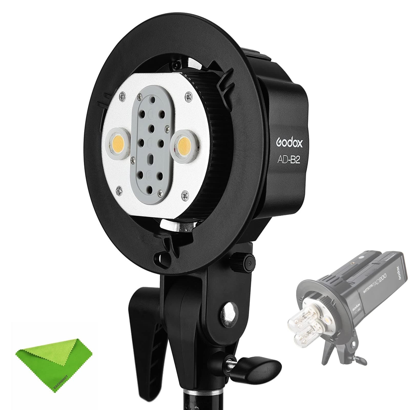 Godox AD-B2 Flash Bracket for AD200 Pro AD200Pro II Dual Power Twin Head Bowens Mount to Install 2 Godox AD200 AD200Pro Pocket Flashes or Flashpoint eVOLV 200 Speedlight to Achieve 400W Power Output