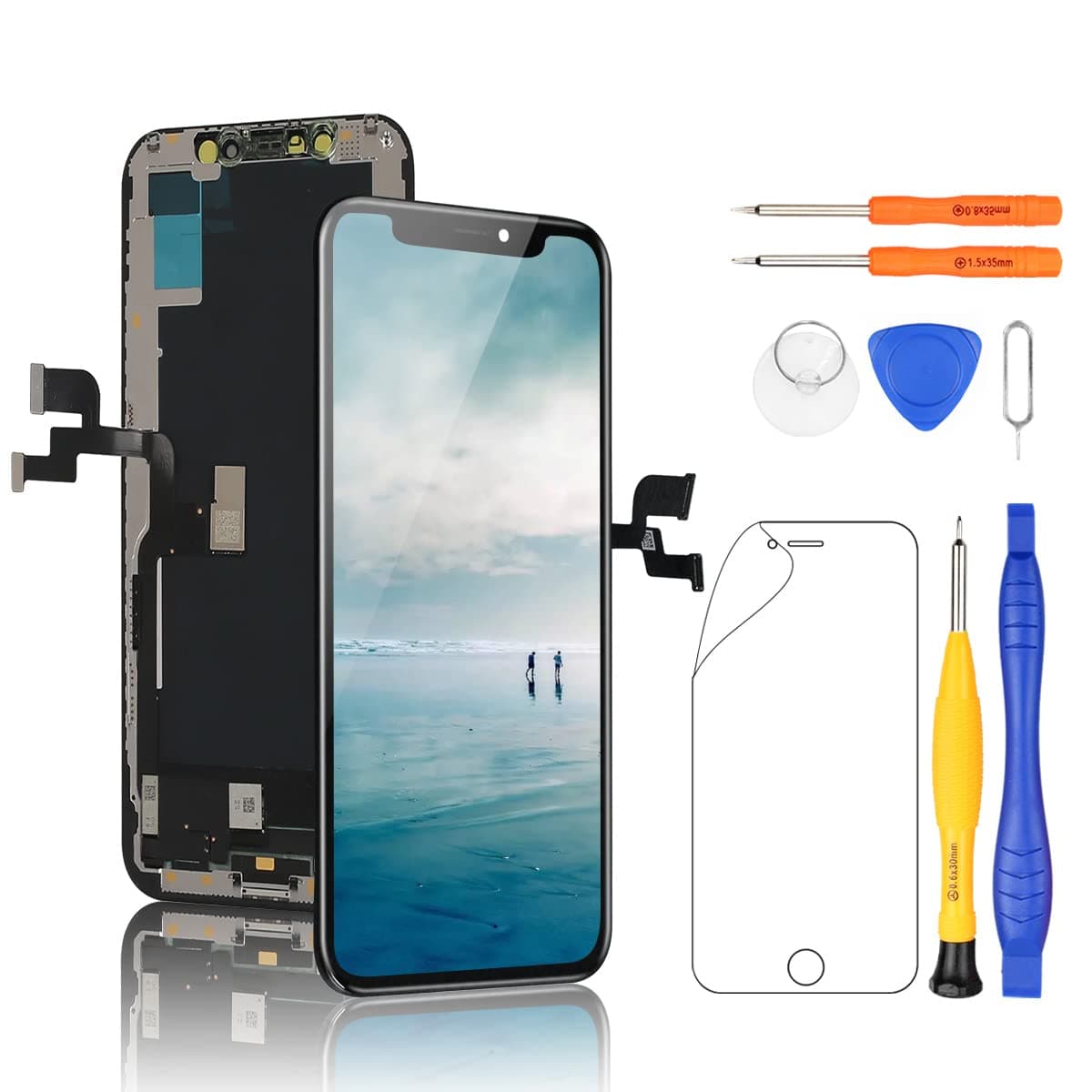 Yodoit Screen Replacement for iPhone X LCD Display Replacement 3D Touch Digitizer Glass Assembly 5.8 inch Black, With Repair Tool Kit, Tempered Glass, Compatible with Model A1865, A1901, A1902