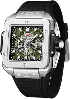 AIMES Men’s Watch Luxury Square Watches for Men Fashion Chronograph Business Dress Watches Waterproof Analog Men’s Wrist Watches Large Tonneau Face Wristwatch Elegant Gifts for Men