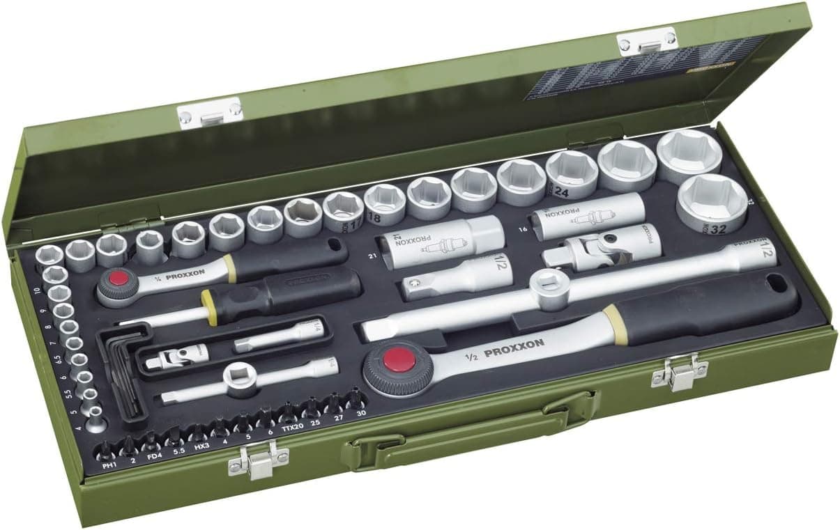 23040 Socket Set, Multi-Colour, 1/4-1/2-Inch, Set of 56 Pieces