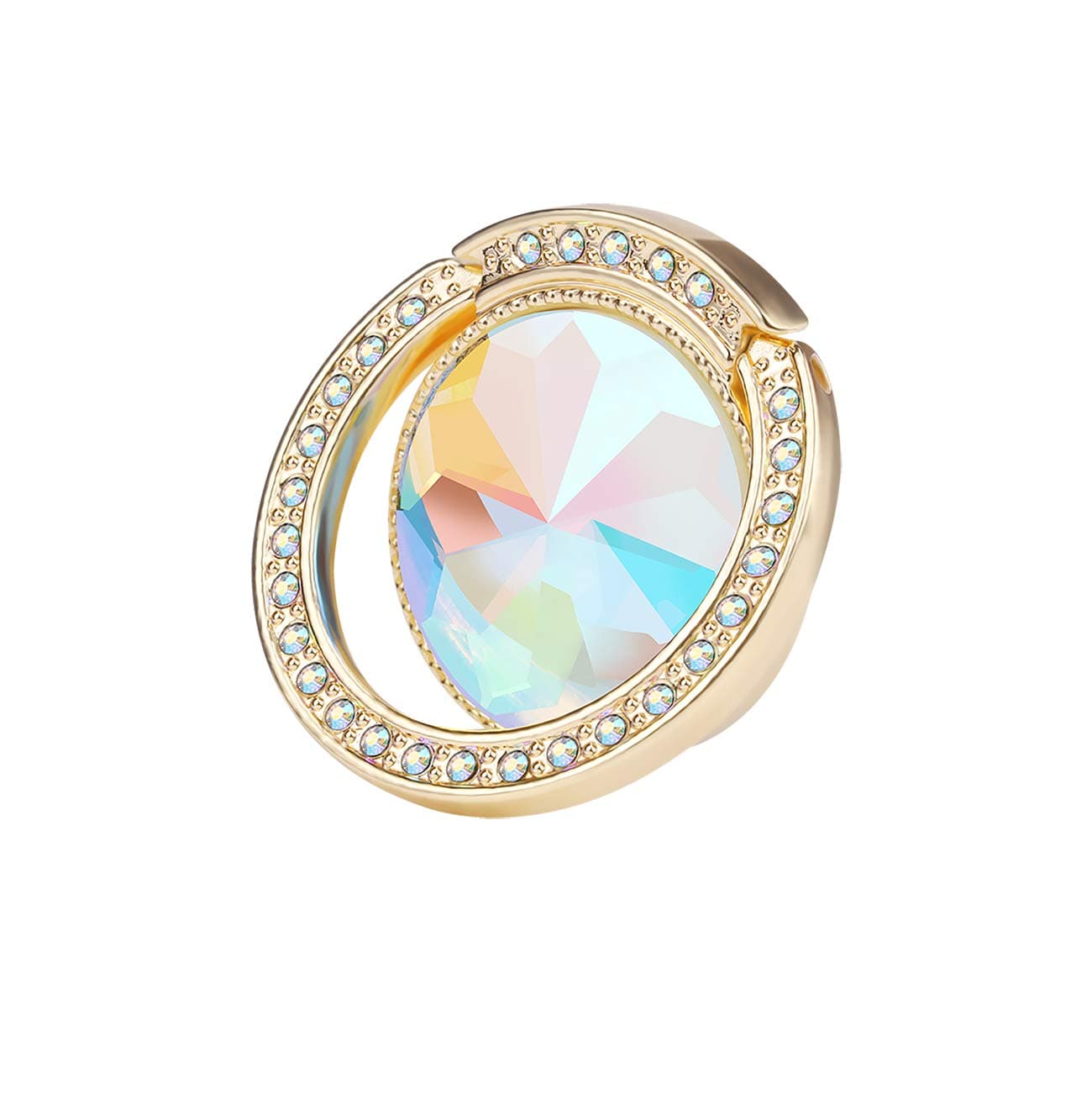 Glitter Bling Bling Phone Ring Holder,Sparkle Phone Ring Artificial Diamond Kickstand,Rhinestone Cell Phone Finger Ring Grip for Women for Almost All Phones,Pad(Gold)