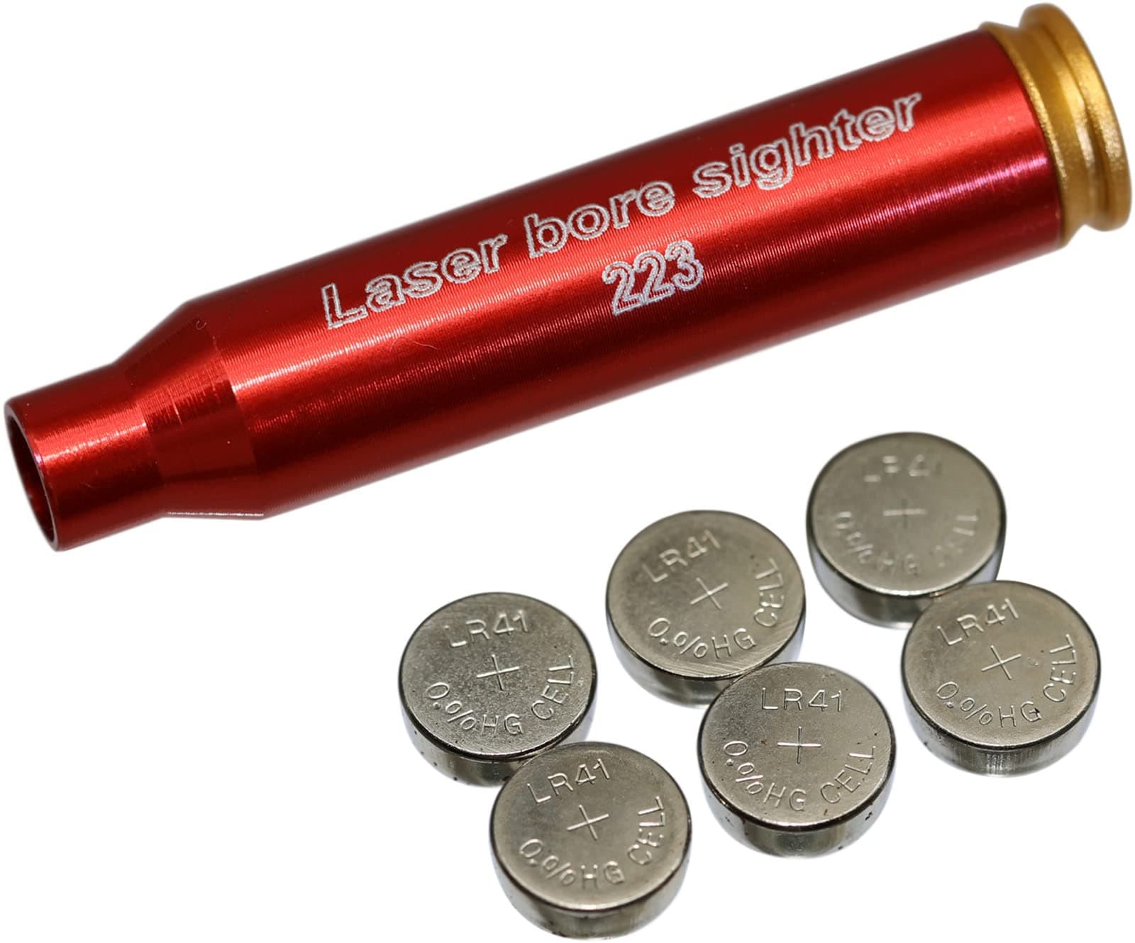 MAYMOC 223 Bore Sight Red Dot Cartridge with 2 Sets of Batteries