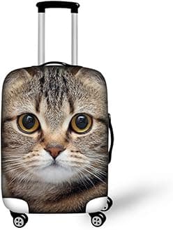 HUGS IDEA Cat Print Stylish Stretch Fabric Elastic Travel Luggage Protective Cover for 18/20/22 Inch