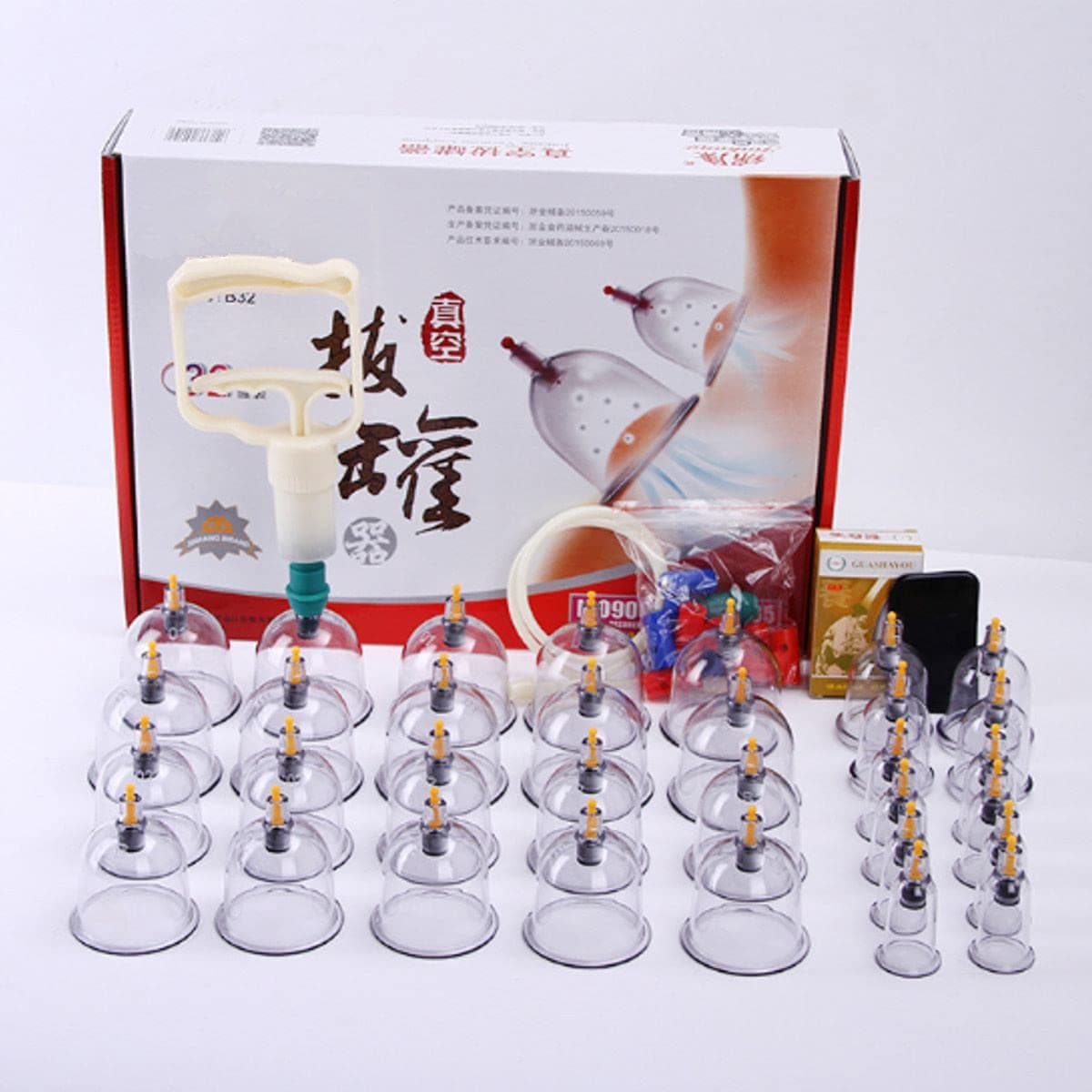 Mify Vacuum Massage Cupping Set, 32 Pcs/Set Cup Vacuum Massage Kit Pain Relief Health Care Vacuum Suction Cupping Set For Body Professional Massager, Clear