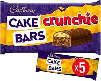 Cadbury Milk Chocolate Crunchie Cake Bars, 5 Individually Wrapped Bars (Pack of 1)
