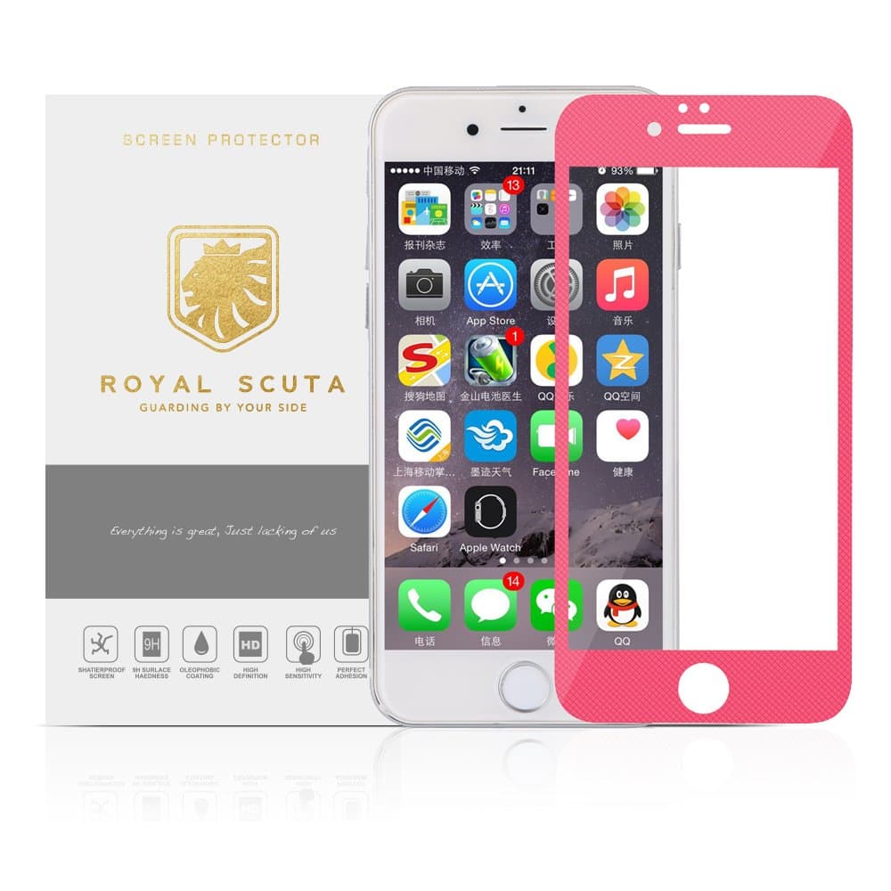 Nano Coating Tempered Glass Screen Protector for iPhone 6/6S & 6/6S Plus Screen Protectors (Pink Grind Arenaceous Border for iPhone 6/6S)