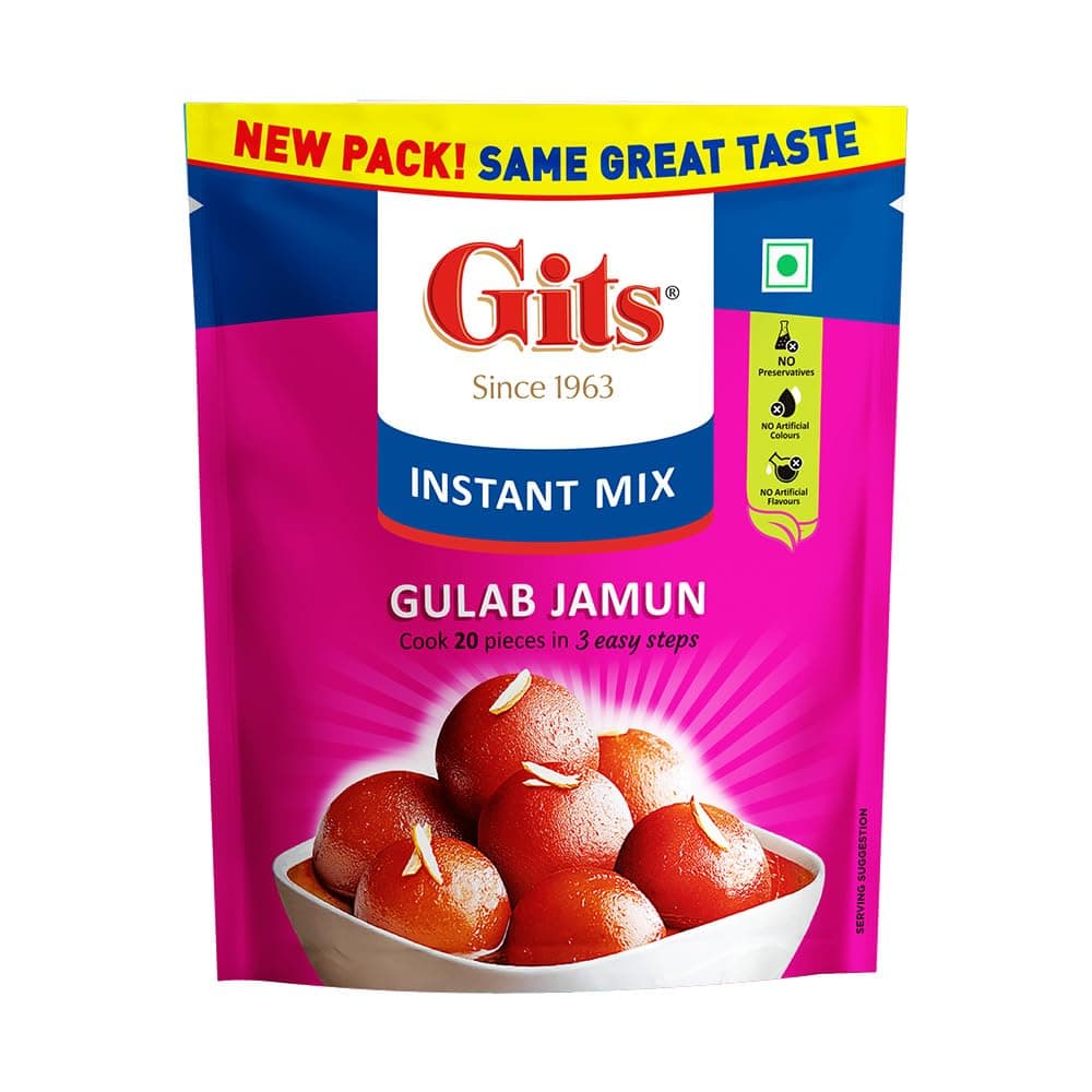 Gits Instant Gulab Jamun Dessert Mix, Makes 20 per Pack, Pure Veg, Delicious ...