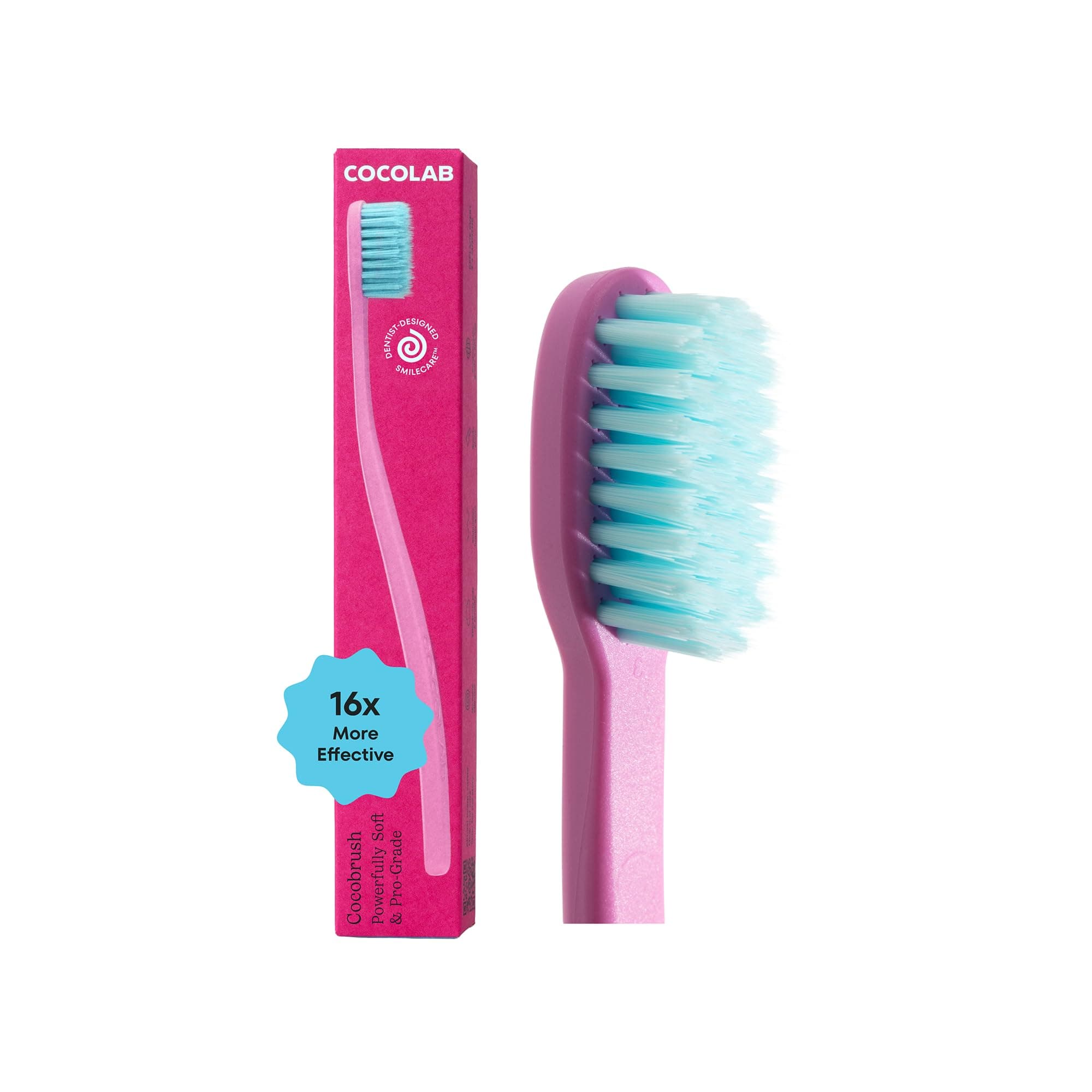 Cocobrush Ultra Soft Toothbrush by Cocolab, Compact Head Bristles for Teeth Cleaning, Sensitive Gums Oral Care, Manual Toothbrush for Adults and Kids, Cherry Blossom