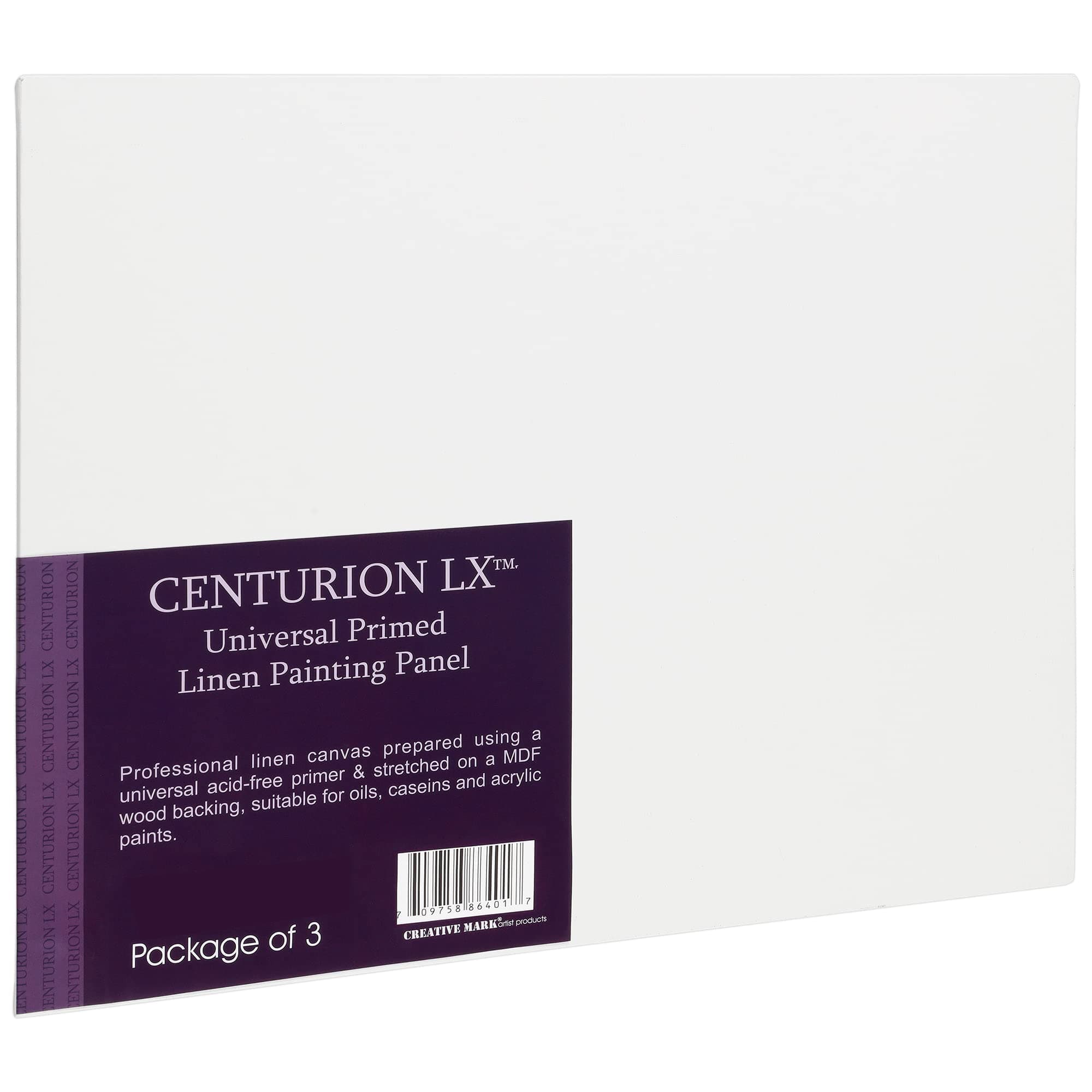 Centurion All-Media Primed Linen Panels - 9x12 3 Pack - 11oz Universal Primed Canvas Boards for Painting, Mounted on MDF Wood, Non-Warping, Ideal for Artists, Professionals, and Painters