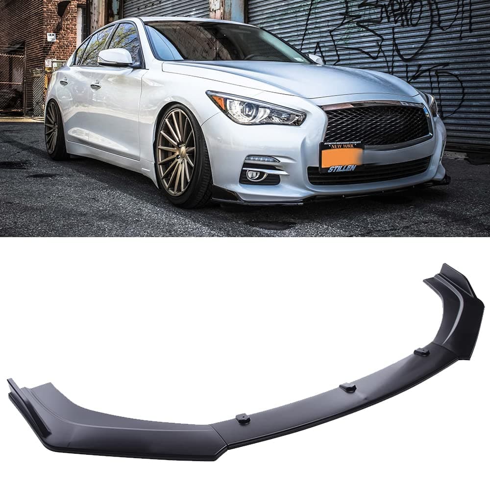 Universal ABS Front Spoiler Glossy Bumper Lip Body Kit,3 Pieces, Black