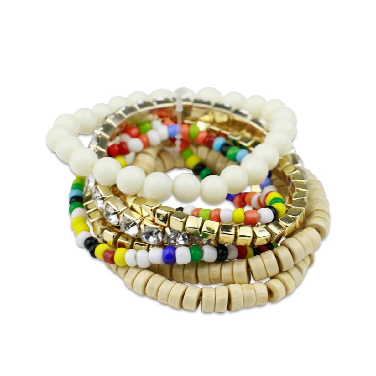 Multi Strand Bohemian Beads Textured Stackable | Handmade Bracelet Set for Women