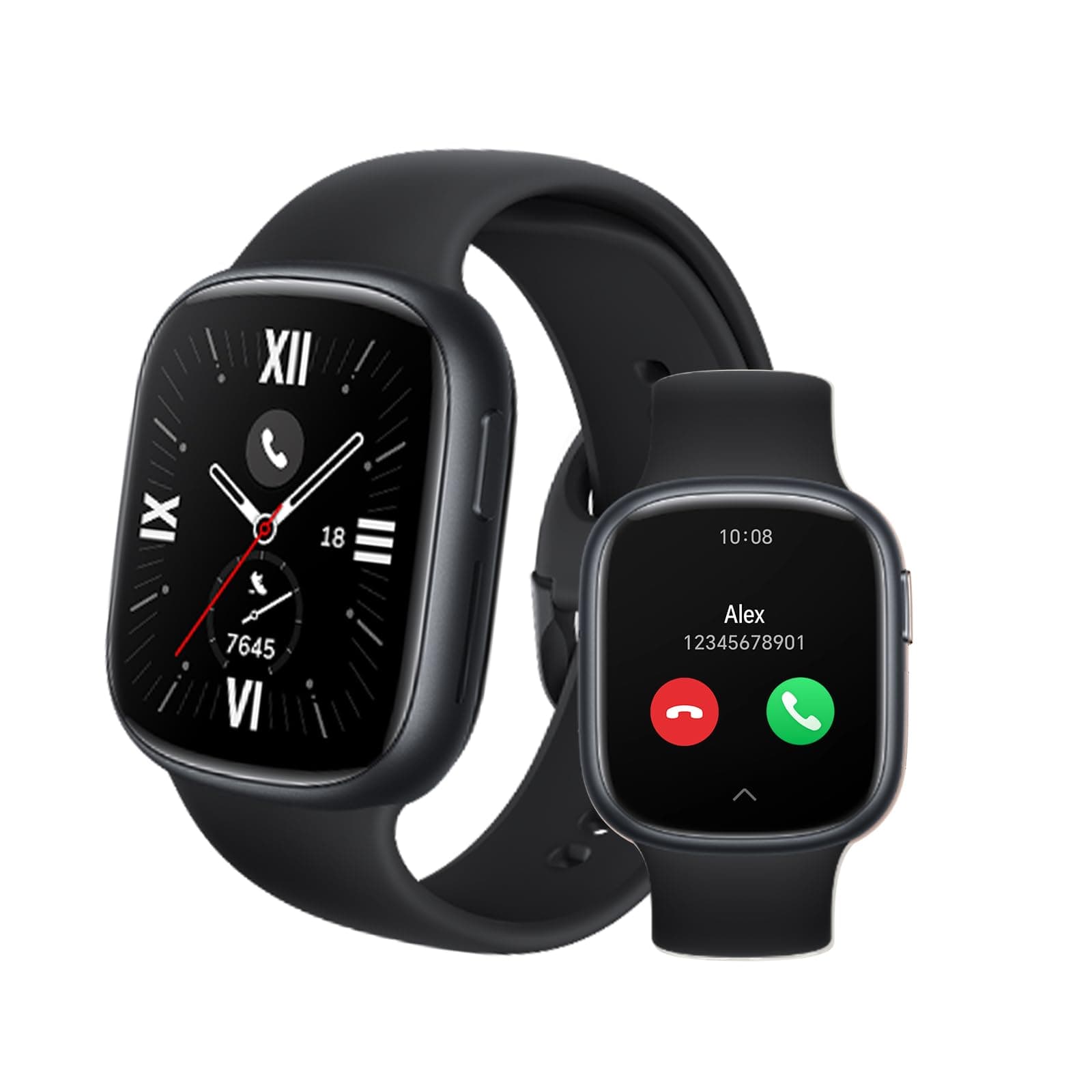 WATCH 4 SmartWatch, Bluetooth Calling, 1.75 inch AMOLED, GPS, 14 Days Standy, Spo2, Heart Rate and Stress Monitor, 5ATM, Compatible with Android and iOS, Black