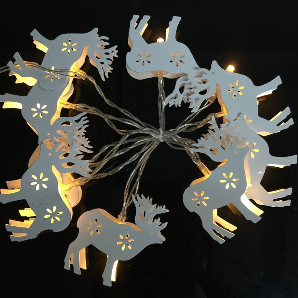 HANGQI 10LED Fairy Deer String Lights Tree Lighting Mood Light Garden,Outdoor,Christmas,Party,BBQ,Wedding(Warmwhite)