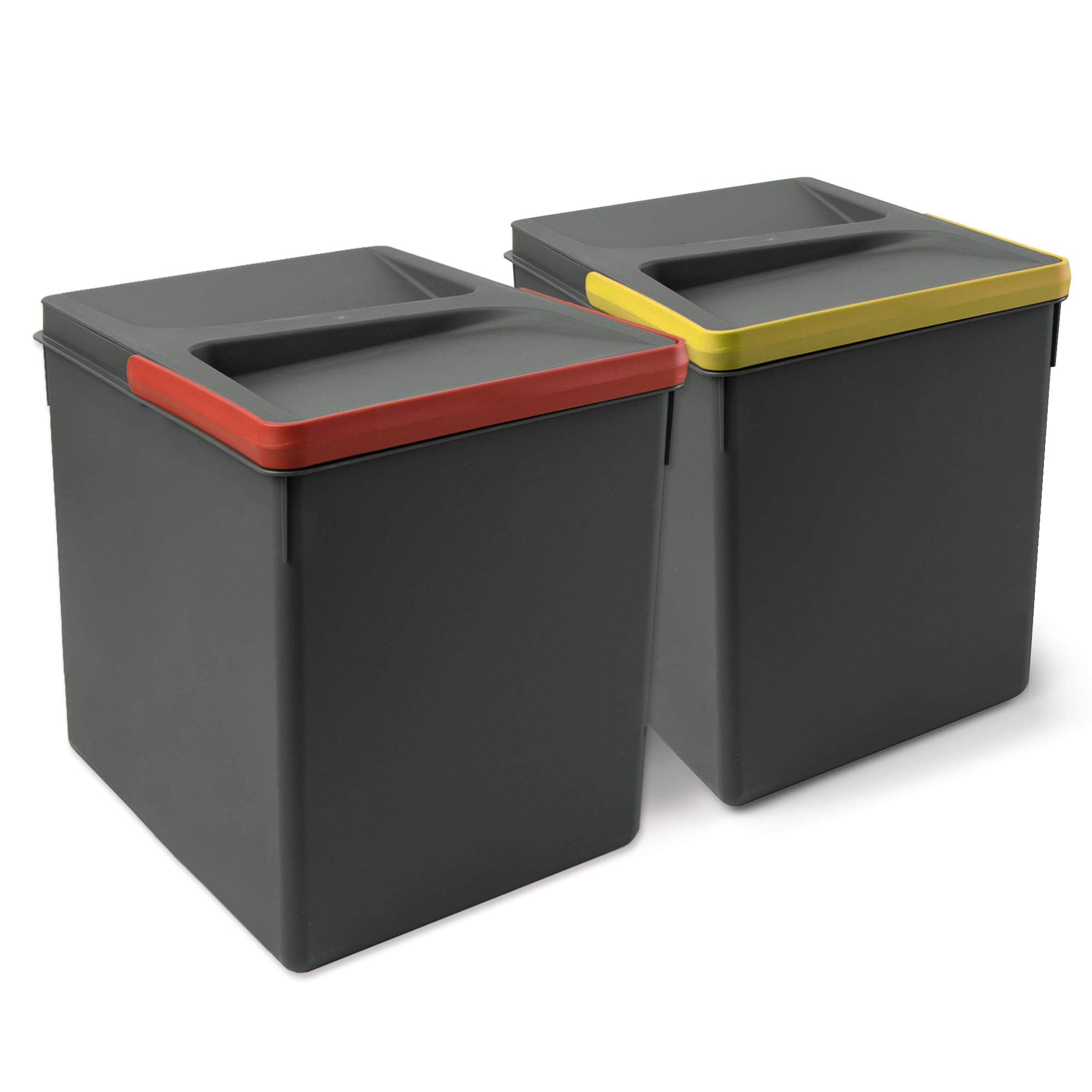 Kitchen Drawer Container with Odour Proof Lid, H 266 mm (2 x 15 L), Plastic, Anthracite Grey