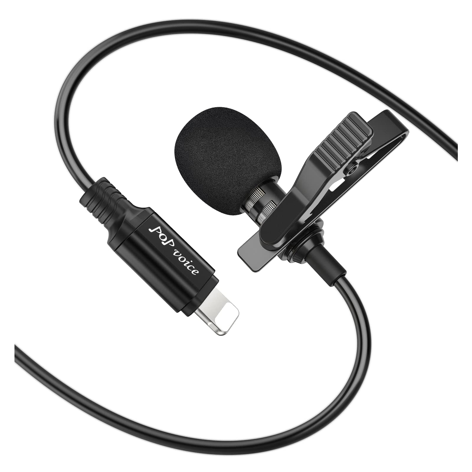 PoP voice Microphone for iPhone Professional Lavalier Lapel Omnidirectional Microphone for iPad, iPod,Wired Condenser Mic for iPhone Video Recording, YouTube, Interview, Podcast,Vlogging(19.6 Feet)