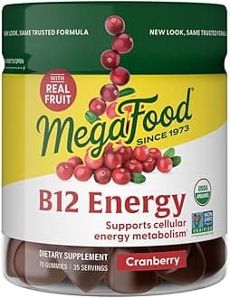 Vitamin B12 Energy Gummies with Methylated B12 Vitamins to Support Cellular Energy Metabolism - Cranberry - Daily Supplement - USDA Organic - 70 Vegan Gummies, 35 Servings