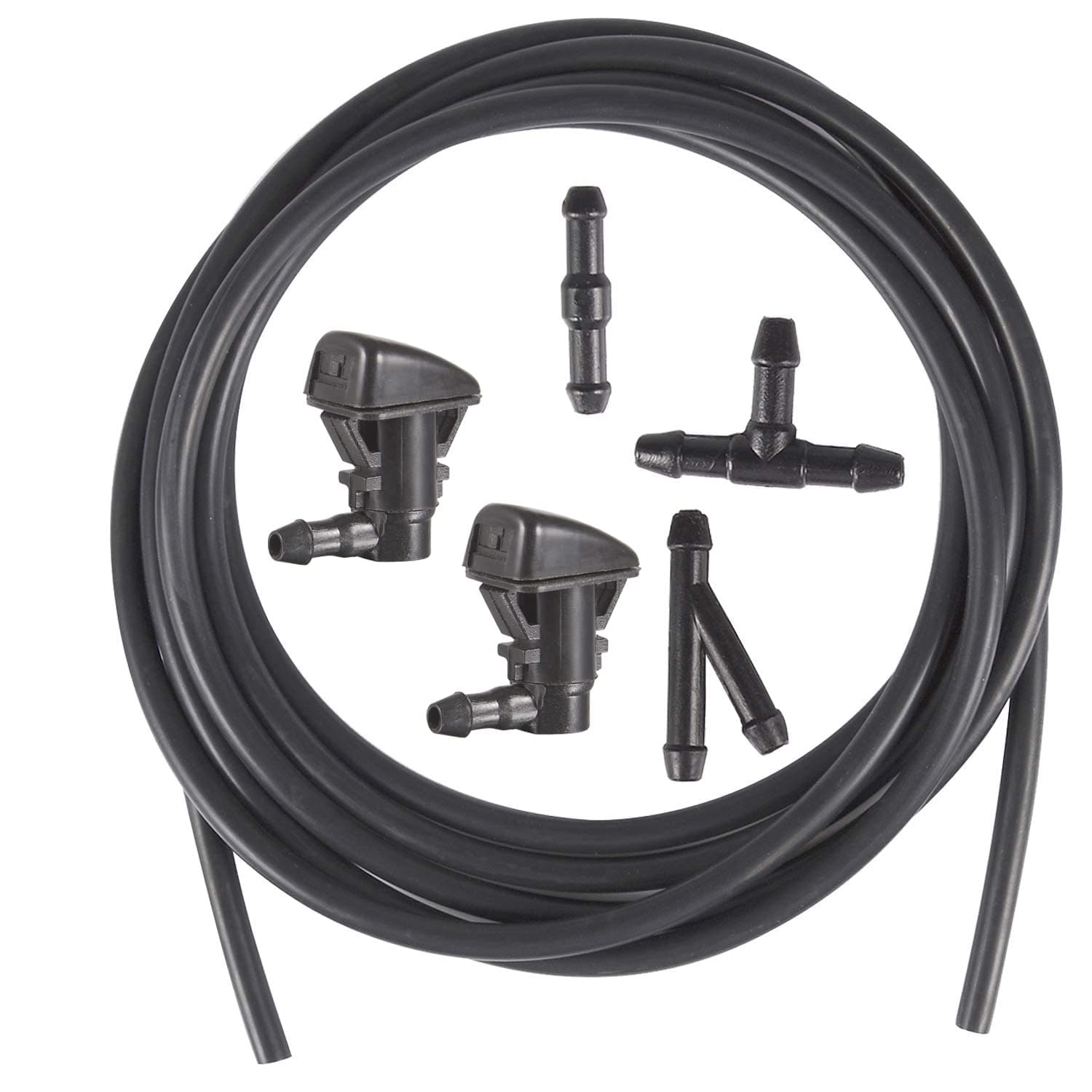 CPWUFIYD 2 Pcs Windshield Washer Squirter Nozzle Spray for 07-11 Ford Edge, 08-11 Ford Focus, 07-10 Lincoln MKX and 3 Meters Fluid Hose with 3 Pcs Connector, Replace OEM # 8S4Z17603AA, 7T4Z17603A