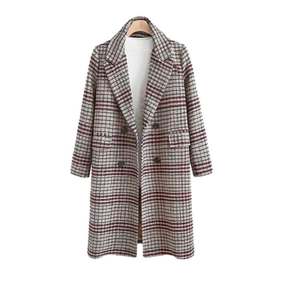 EVEDESIGN Women's Winter Turn Down Shawl Collar Overcoat Double Breasted Wool Coat