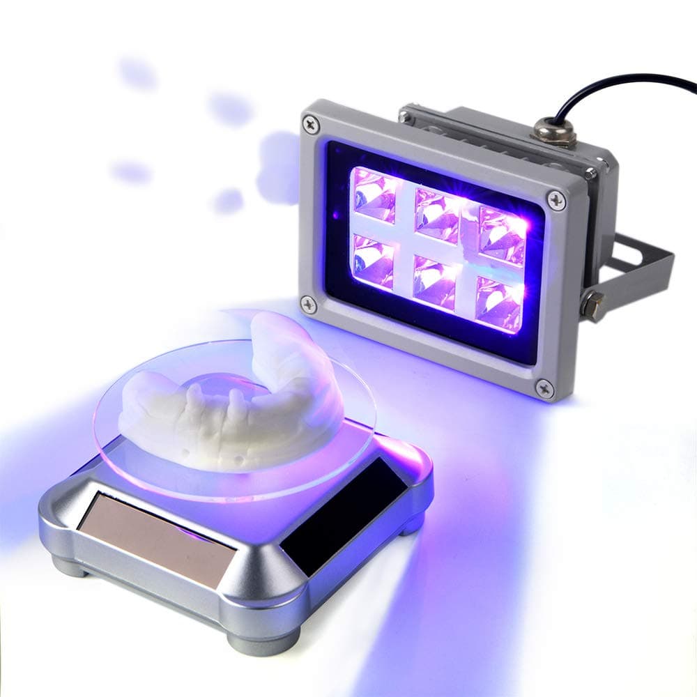 3D Printer UV Resin Curing Light 405nm with Solar 360°Rotating Stand for SLA DLP 3D Printer Solidify Photosensitive Resin 60W Output Affect, DIY Cure Enclosure