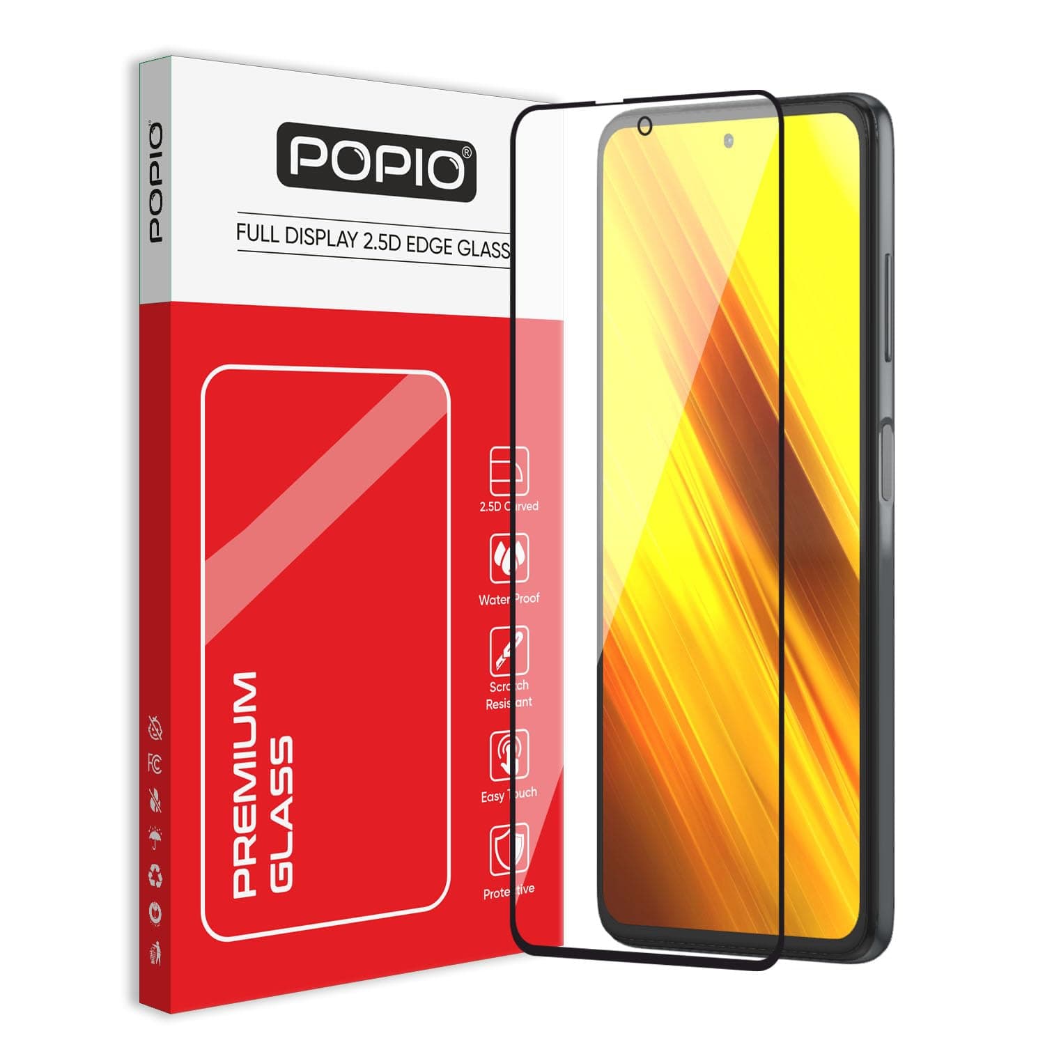 POPIO Tempered Glass Screen Protector Compatible For Xiaomi Poco X3 / Poco X3 Pro (Black) With Edge To Edge Coverage And Easy Installation Kit For Cellphone