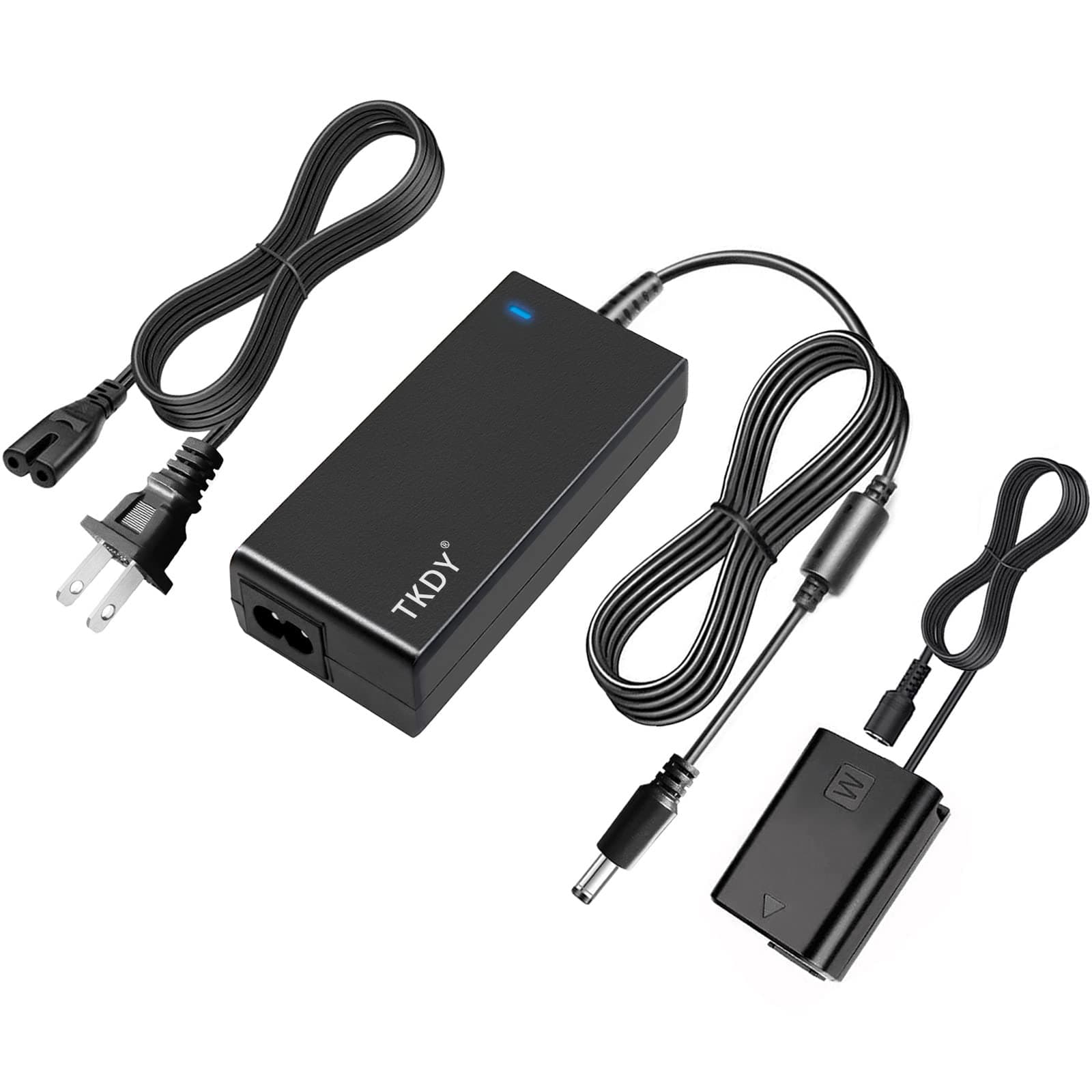 TKDY NP-FW50 ZV-E10 Dummy Battery, AC-PW20 Continuous Power Supply Adapter Kit, Compatible for Sony Alpha ZVE10 A6400 A6000 A6100 A5100 A7 A7II Cameras.