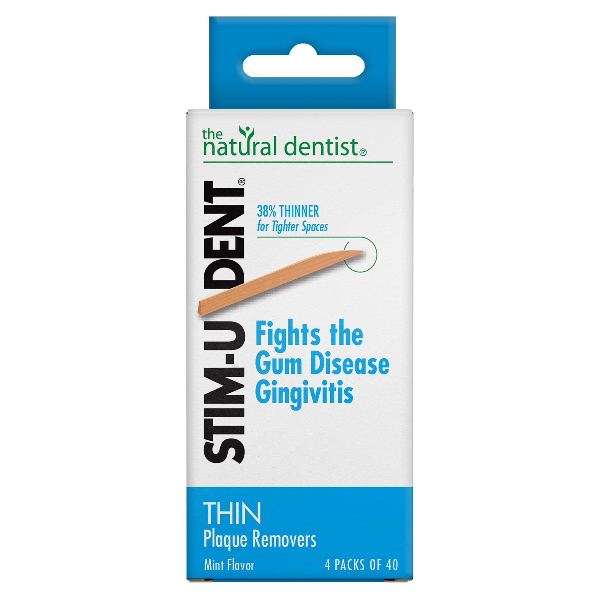 The Natural Dentist Stim-U-Dent Plaque Removers, Thin, Mint Flavor -160 ct.