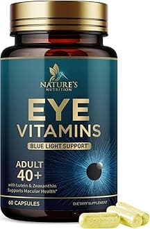 Eye Vitamin & Mineral Supplement - Natural Vision & Macular Health Support - with Lutein, Zeaxanthin, Vitamin C, & Zinc - for Men & Women - 60 Capsules