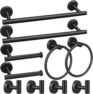10pcs Bathroom Hardware Set, Including 16" Hand Towel Bars, Toilet Paper Holders, Towel Rings, Robe Towel Hooks