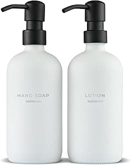 Soap Dispenser 2-Piece Set | 16.9oz Clear Bottles with Black Plastic Pumps