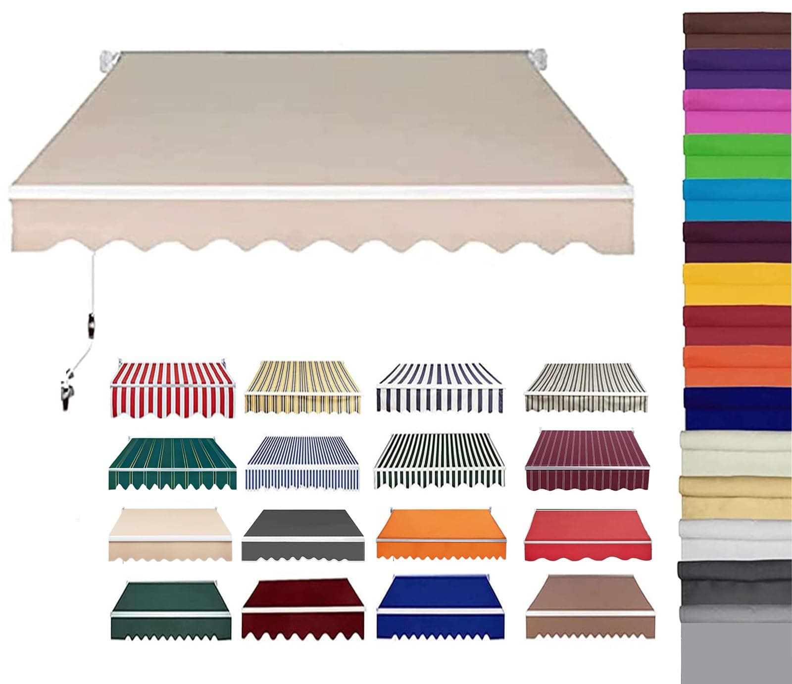 Retractable Patio Awning Replacement Fabric (Without Frame) Waterproof Shade Sun Shade Awning Cover Outdoor Patio Canopy Sunsetter Deck Awnings Polyester(B,(22.9x4.9ft) 7x1.5m)