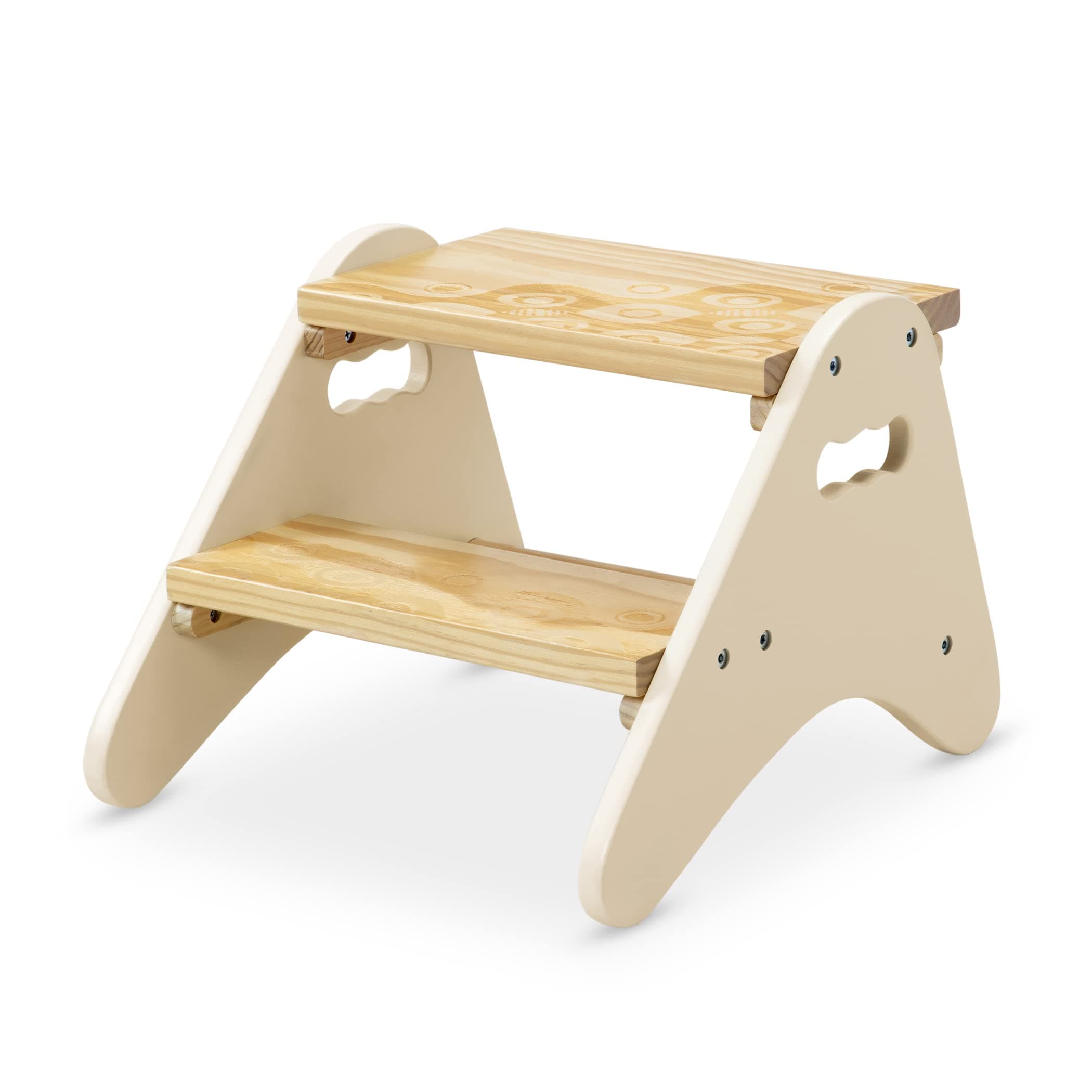 WOODEN STEP STOOL, IVORY