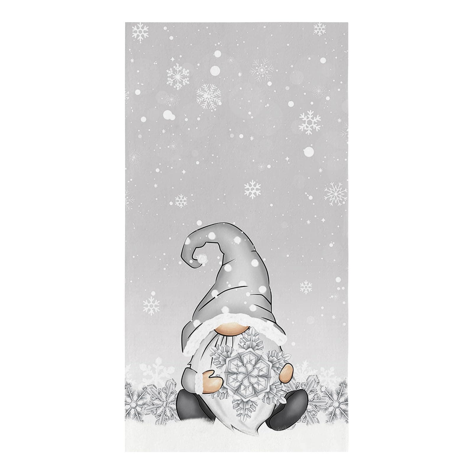 Christmas Gnomes Kitchen Towels,Absorbent Microfiber Kitchen Dish Hand Tea Bath Towel,Quick Dry Cleaning Cloth Dishclothes Decorative Sets, Grey Forest Grey Winter (1-PC, 18x28)